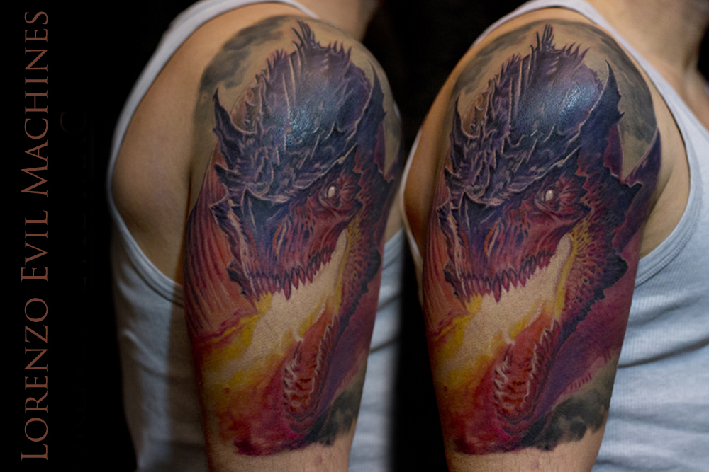 Drago_dragon_fantasy_fuoco_fire_Lorenzo_tatuatore_Evil_Machines_realistic_tattoo_tatuaggi_3d_Roma_ritratti_sito_best_migliore