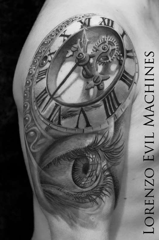 Occhio_orologio_eye_watch_lorenzo_evil_machines_tattoo_tatuaggio_realistico_roma_sito_best_migliore